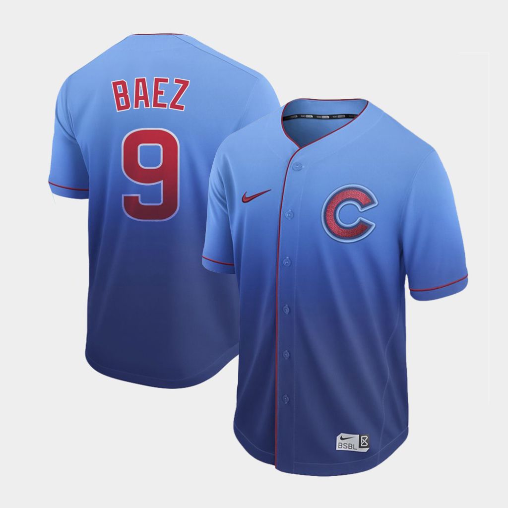 Men Chicago Cubs #9 Baez Blue Nike Fade MLB Jersey->chicago cubs->MLB Jersey